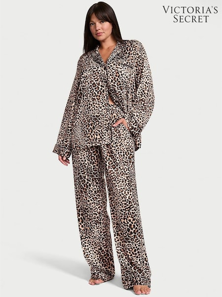 Leopard Brown - Victoria's Secret Satin Long Pyjamas Set