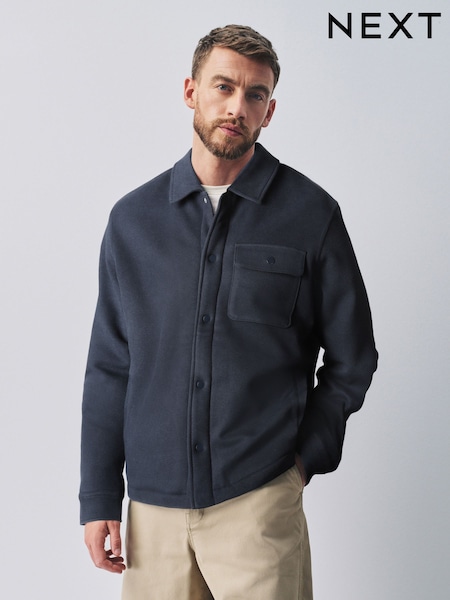 Navy Blue - Regular Borg Lined Shacket