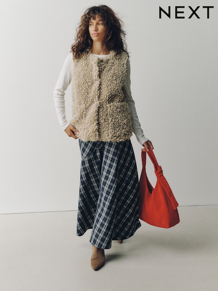 Gris - Faux Fur Curly Gilet