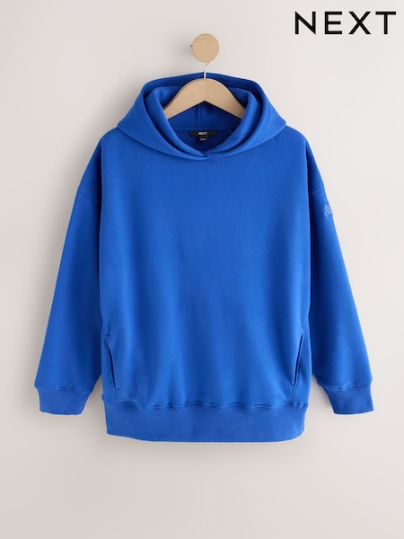 Bleu cobalt - Pull-over sweat-shirt à capuche sport