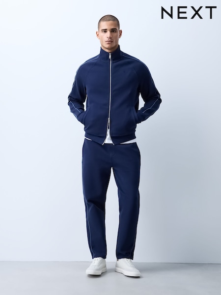 Navy Blue - Regular Textured Pique Slim Fit Joggers