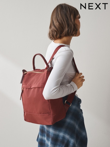 Baurgundy Red - Nylon Front Pocket Rucksack
