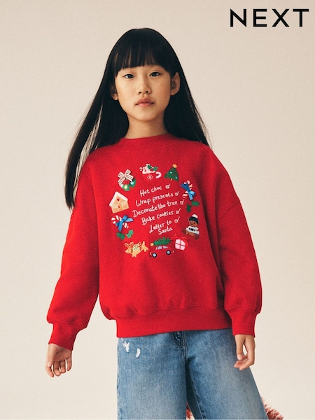 Red Christmas To Do List - Sweatshirt (3-16il)