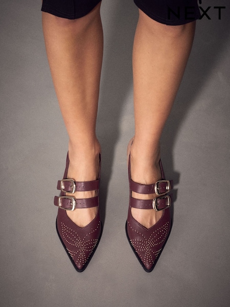 Burgunderrot - Forever Comfort® Studded Slingback Heels