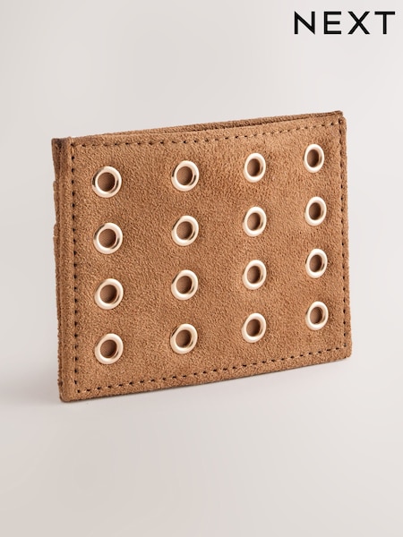 Tan Brown - Eyelet Suedette Cardholder
