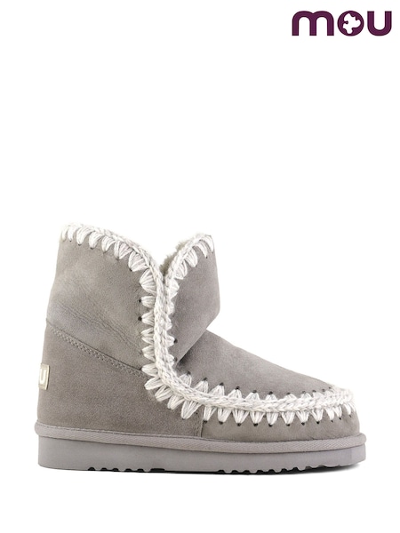 Grey - Mou Eskimo 18 Sheepskin Lined Suede Boots