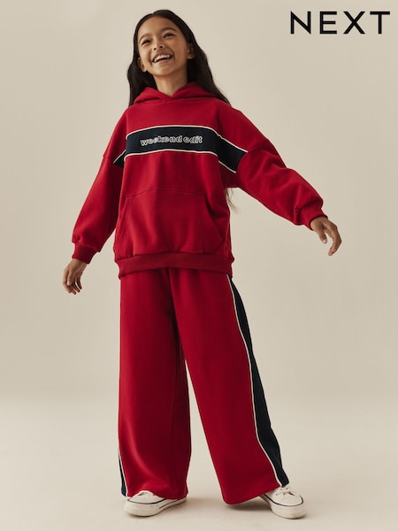 Red - Hoodie And Wide Leg Joggers Set (3-16yrs)