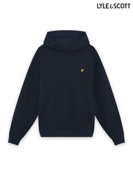 Blau - Regular Lyle & Scott Geo Rib Hoodie