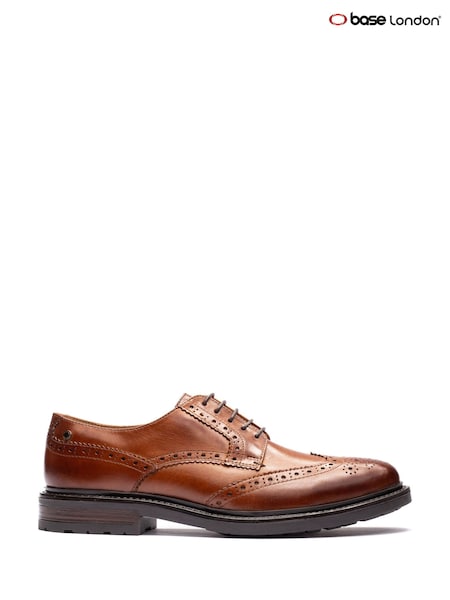 Tan - Regular Base London Tanner Brogue Leather Shoes