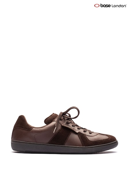rjava - Regular Base London Tommo Lace Up Leather Trainers
