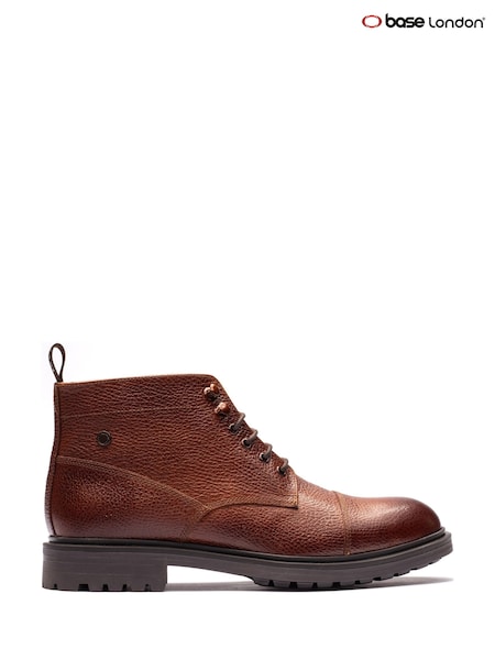 Tan - Regular Base London Mercer Toe Cap Leather Boots