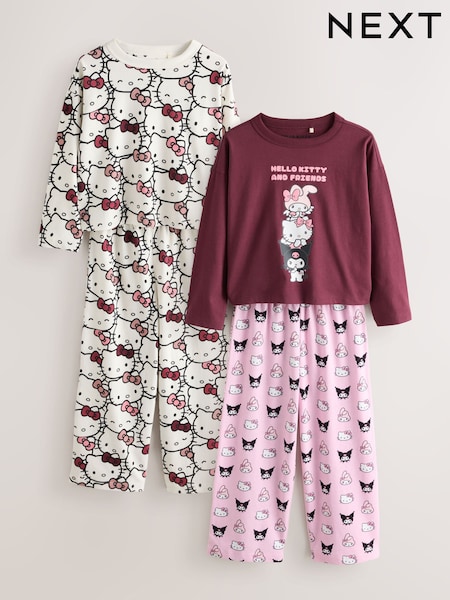 Burgundy Red - Hello Kitty And Friends Wide Leg Pyjamas 2 Pack (3-16yrs)
