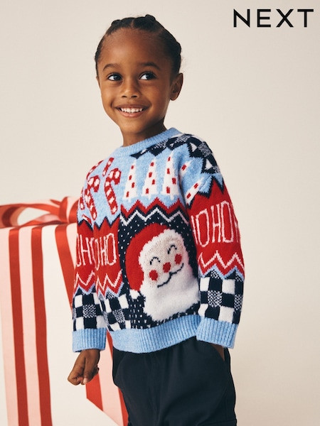 Blue - Christmas Crew Neck Jumper (3mths-7yrs)