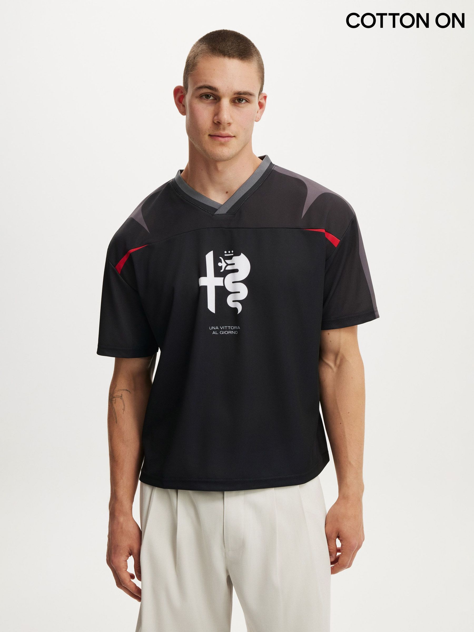 Buy Men's Tops Cotton On Graphic V-Neck Online | Next Ukraine