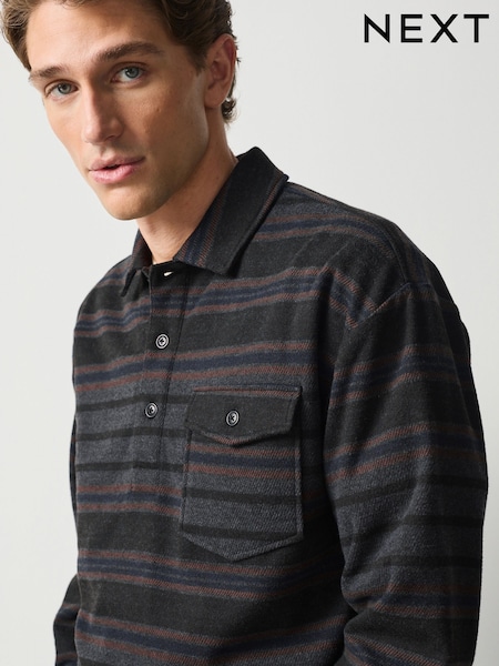 Grey Stripe - Regular Heritage Long Sleeve Overshirt