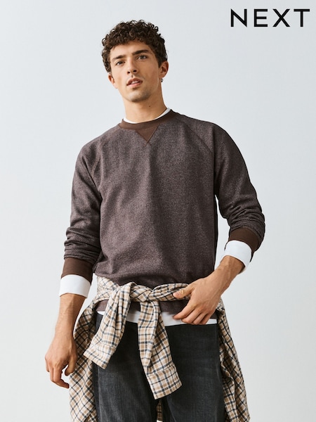 Brown - Regular Crew Neck Long Sleeve T-shirt