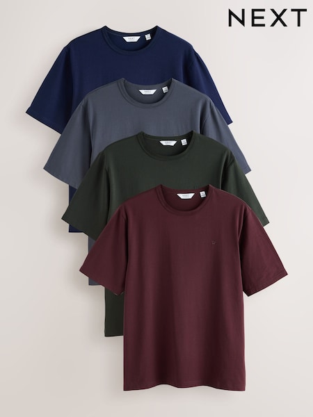 Burg Red / Navy / Green / Grey - Regular Fit Motionflex Soft T-shirts 4 Pack