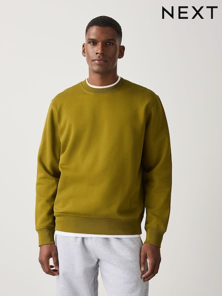 Olive Green - Regular Fit Crew Neck Sweatshirt