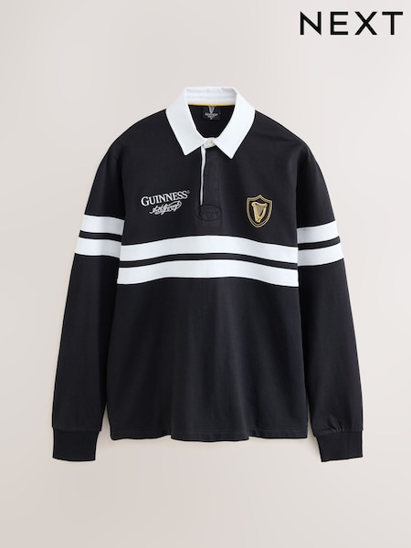 Black Official Guinness - Regular Horizontal Block Rugby Shirt