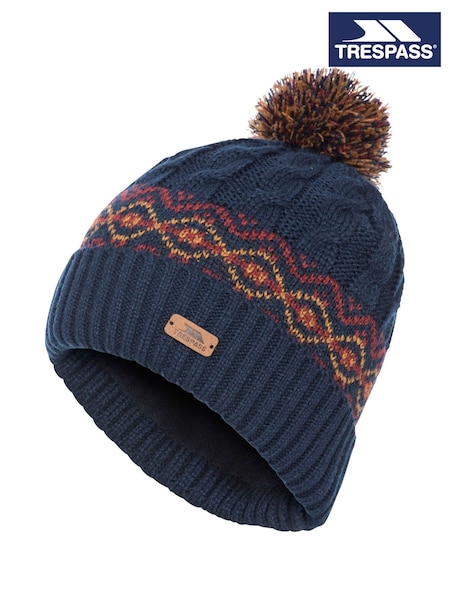 Blue - Regular Trespass Andrews Knitted Bobble Beanie