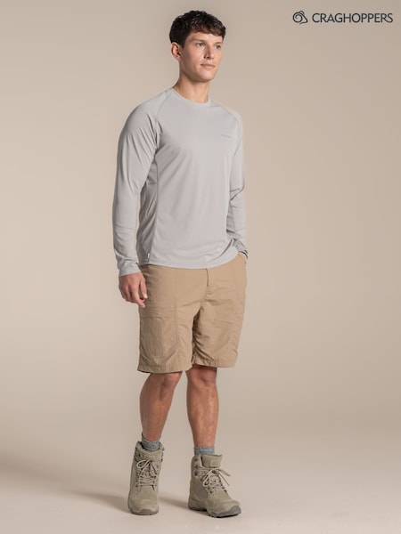 Grey - Regular Craghoppers Nosilife Solarshield+ Long Sleeved T-shirt