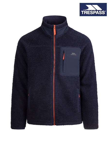 Blue - Regular Trespass Brookes Block Pocket Full Zip Heavyweight Fleece