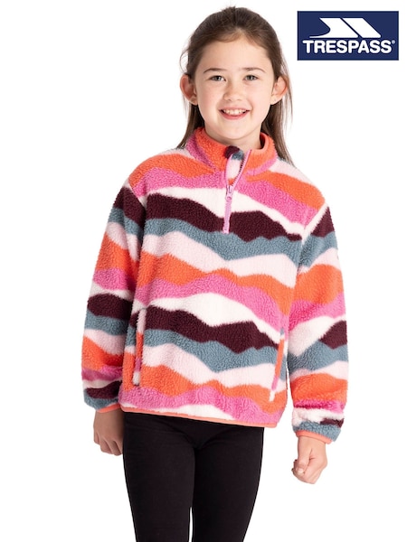 Pink - Trespass Ovie Printed 1/4 Zip Fleece