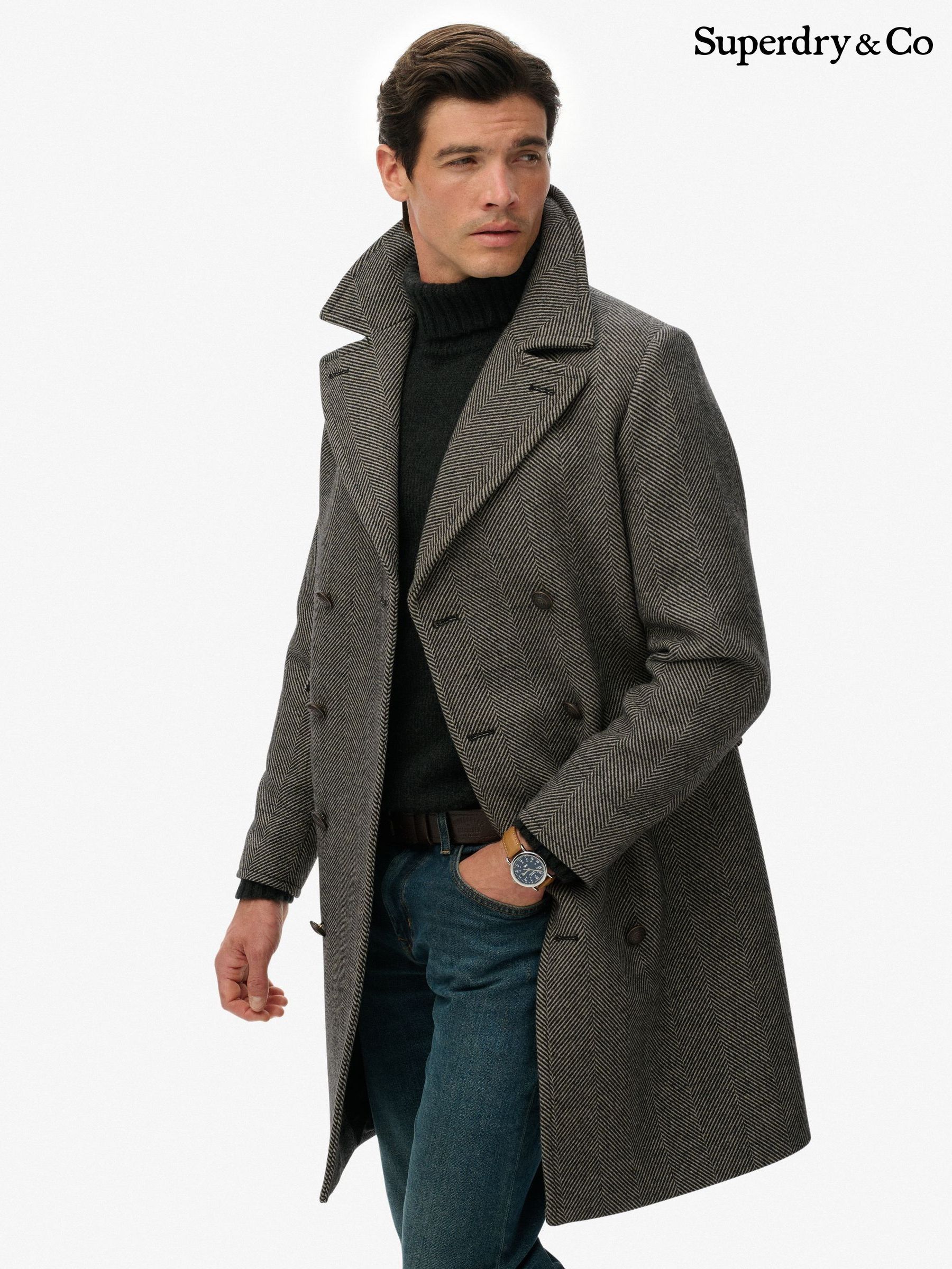 Buy Men's Coats and Jackets Wool Double Breasted Mid Online | Next