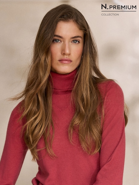 勃艮第红色 - N.premium Merino Wool Roll Neck Jumper