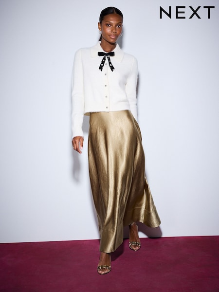 Gold - Metallic Full Maxi Skirt