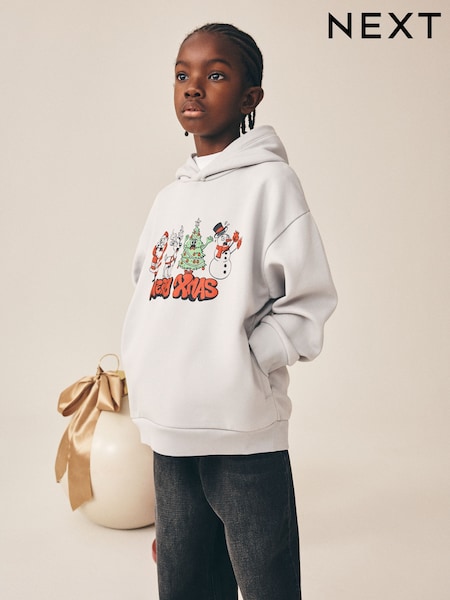 Grey - Christmas Sweatshirt Hoodie (3-16yrs)