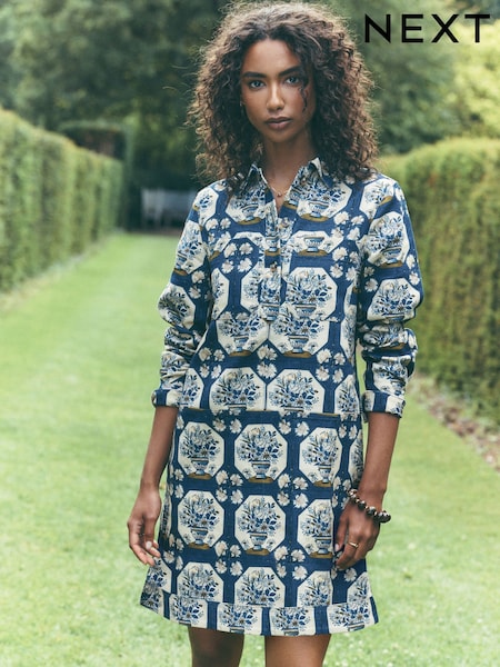 „Blue Print National Trust“ X Next - Ilgomis rankovėmis mini dryžuota suknelė