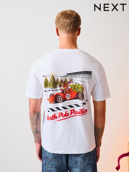 Ecru White Racing - Regular Christmas Graphic T-shirt
