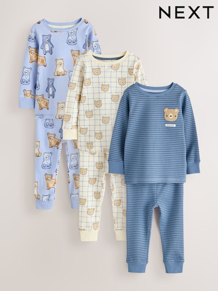 Navy/Ecru Bears - Snuggle Pyjamas 3 Pack (9mths-6yrs)