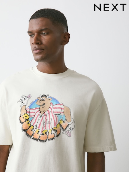 Ecru White Bulleye - Regular Graphic Print T-shirt