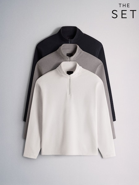 Navy/Grey - Regular The Set 3 Pack Half Zip Micro Fleeces