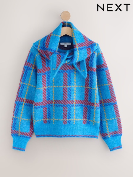 Multi - Long Sleeve Crew Neck Jumper And Scarf With Wool