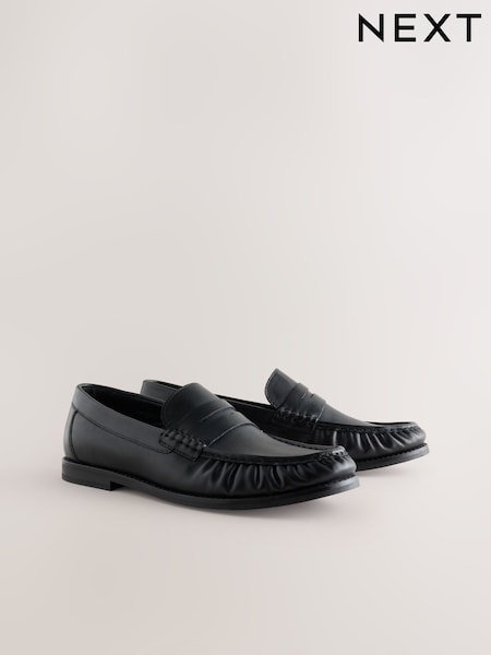 Black - Regular N. Premium Ruched Leather Loafers