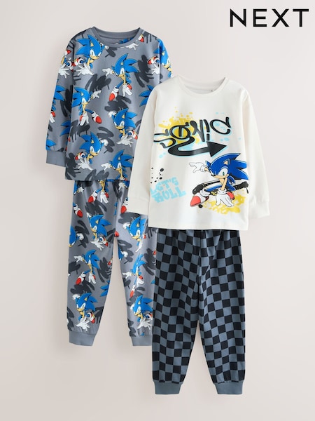 Ecru/Grey - Sonic The Hedgehog Jogger Pyjamas 2 Pack (3-14yrs)