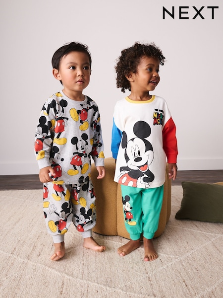ألوان متعارضة Mickey Mouse - حزمة من 2 بيجامات تلبيس واسع جدًا (9 شهور - 10 سنوات)
