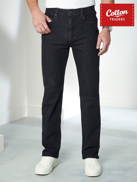Black - Regular Cotton Traders Ultimate Comfort 4-way Stretch Straight Fit Jeans