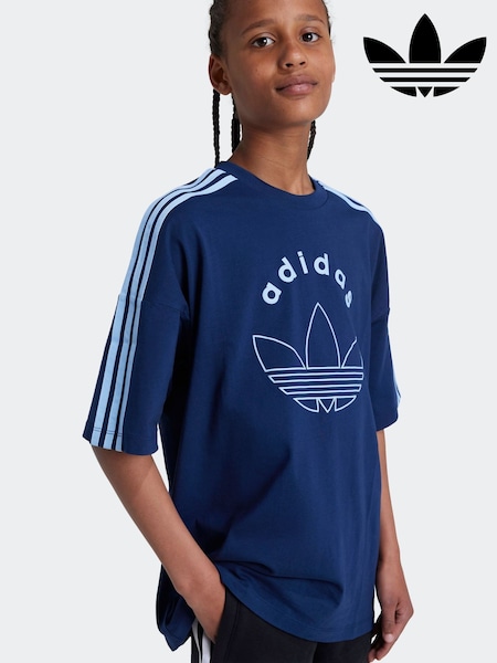 Blue - Adidas Originals Graphic Logo 3 Stripe T-shirt