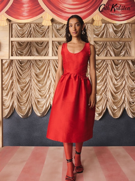 Red - Cath Kidston Taffeta Midi Dress
