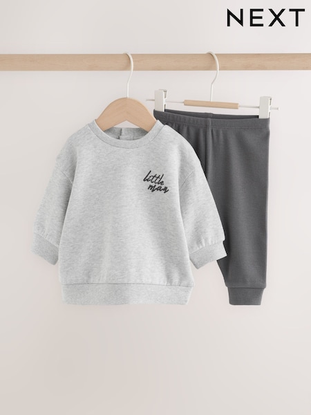 Grey 'Little Man' - Baby Sweatshirt And Leggings Set (0mths-2yrs)