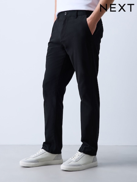 Black - Slim Fit 100% Cotton Chino Trousers