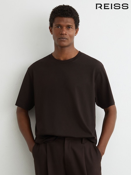 Chocolate Brown - Regular Reiss Tate Cotton Relaxed-fit T-shirt