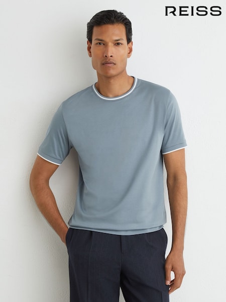 Dusty Blue - Regular Reiss Ainsley Air-water Cotton Tipped Tailored-fit T-shirt