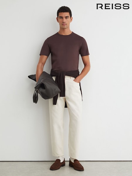 Dark Plum - Regular Reiss Count Air-water Cotton Tailored-fit T-shirt