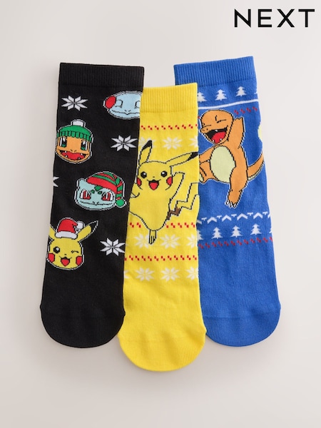 Pokemon - Cotton Rich License Christmas Socks 3 Pack