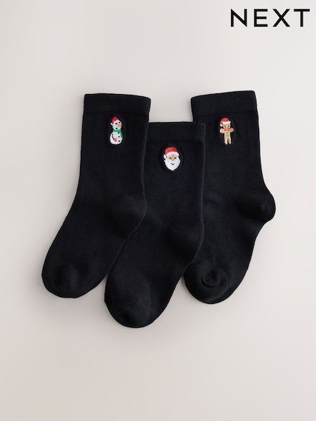 Schwarz - Weihnachtssocken mit hohem Baumwollanteil 3er-Pack